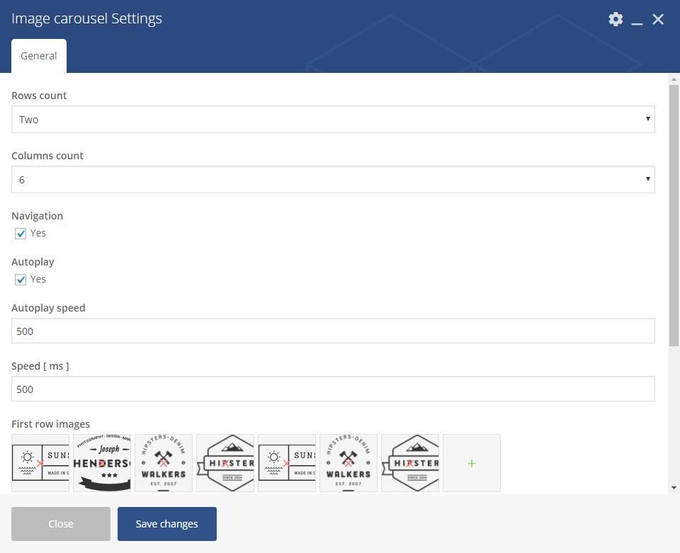 Image carousel settings