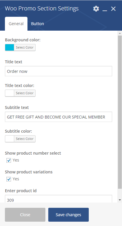 Woo Promo Section Settings